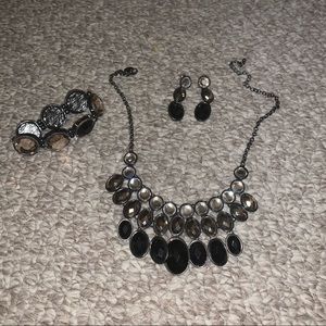 Earring, necklace, bracelet matching set